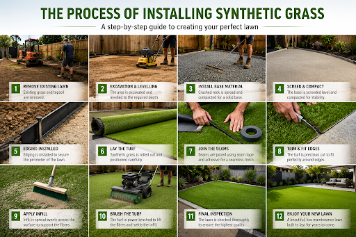 the process of installing synthetic grass in sunshine coast